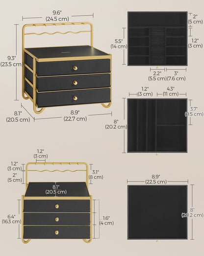 3-Tier Drawer Jewellery Box Ink Black - image 6