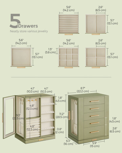 Jewelry Box 360° Rotating with 5 Drawers - HWLEXTRA 