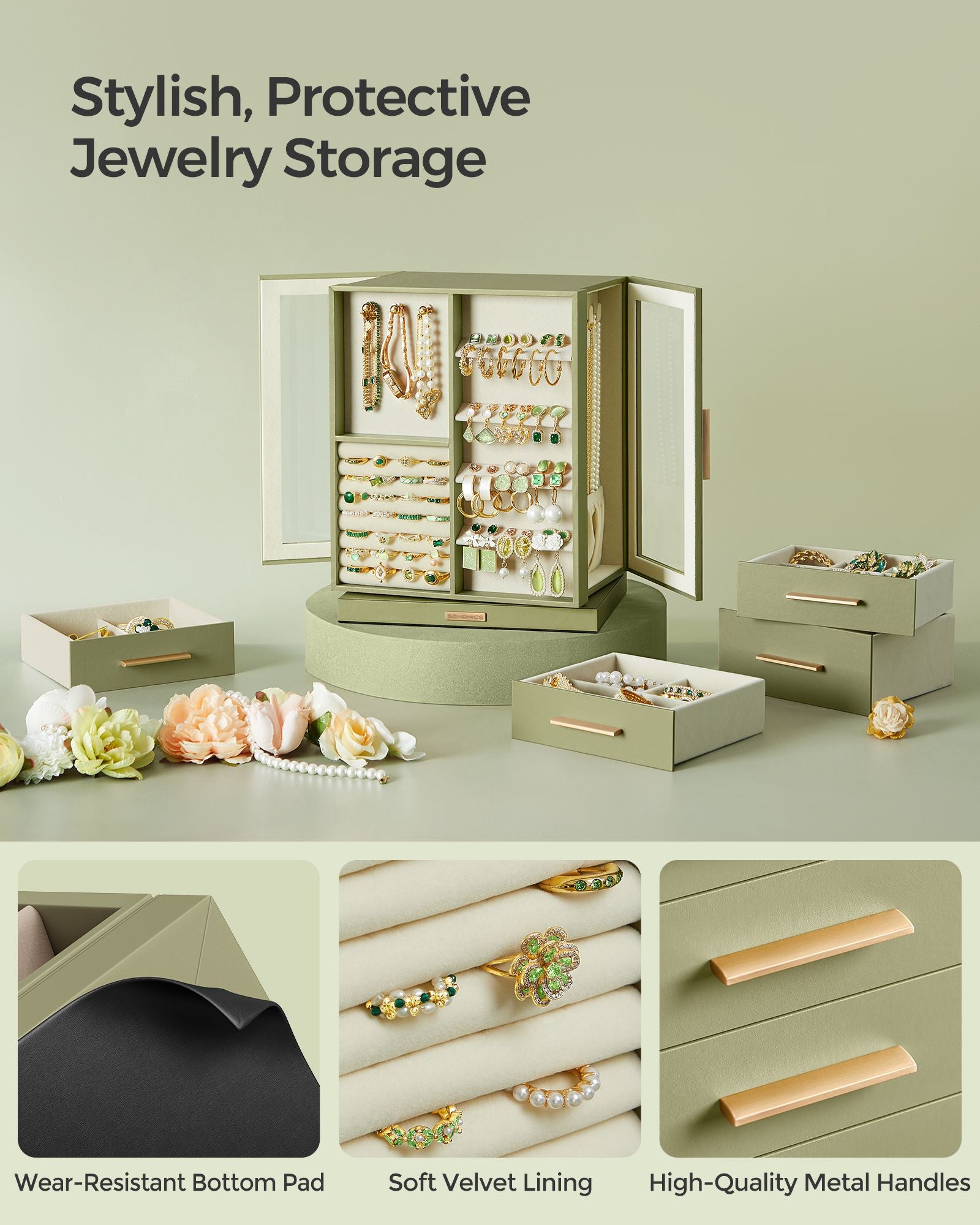 Jewelry Box 360° Rotating with 5 Drawers - HWLEXTRA 