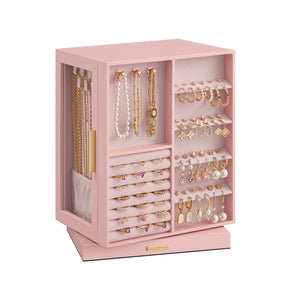 Jewelry Box 360° Rotating, Jewelry Storage Case with 5 Drawers Jelly Pink - image 7