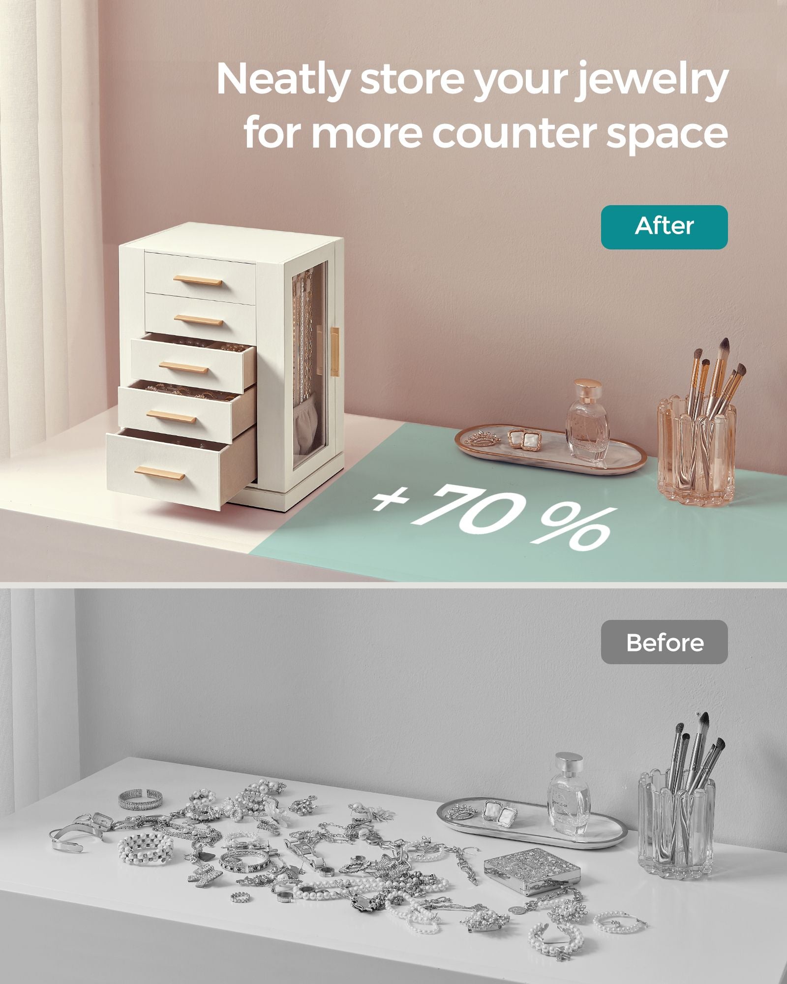 Jewelry Box 360 Rotating with 5 Drawers - HWLEXTRA 