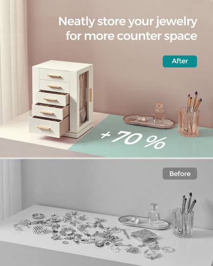 Jewelry Box 360 Rotating with 5 Drawers - HWLEXTRA 