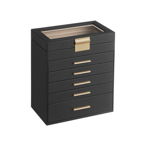 6-Layer Jewelry Box with Glass Lid for Big Jewelry