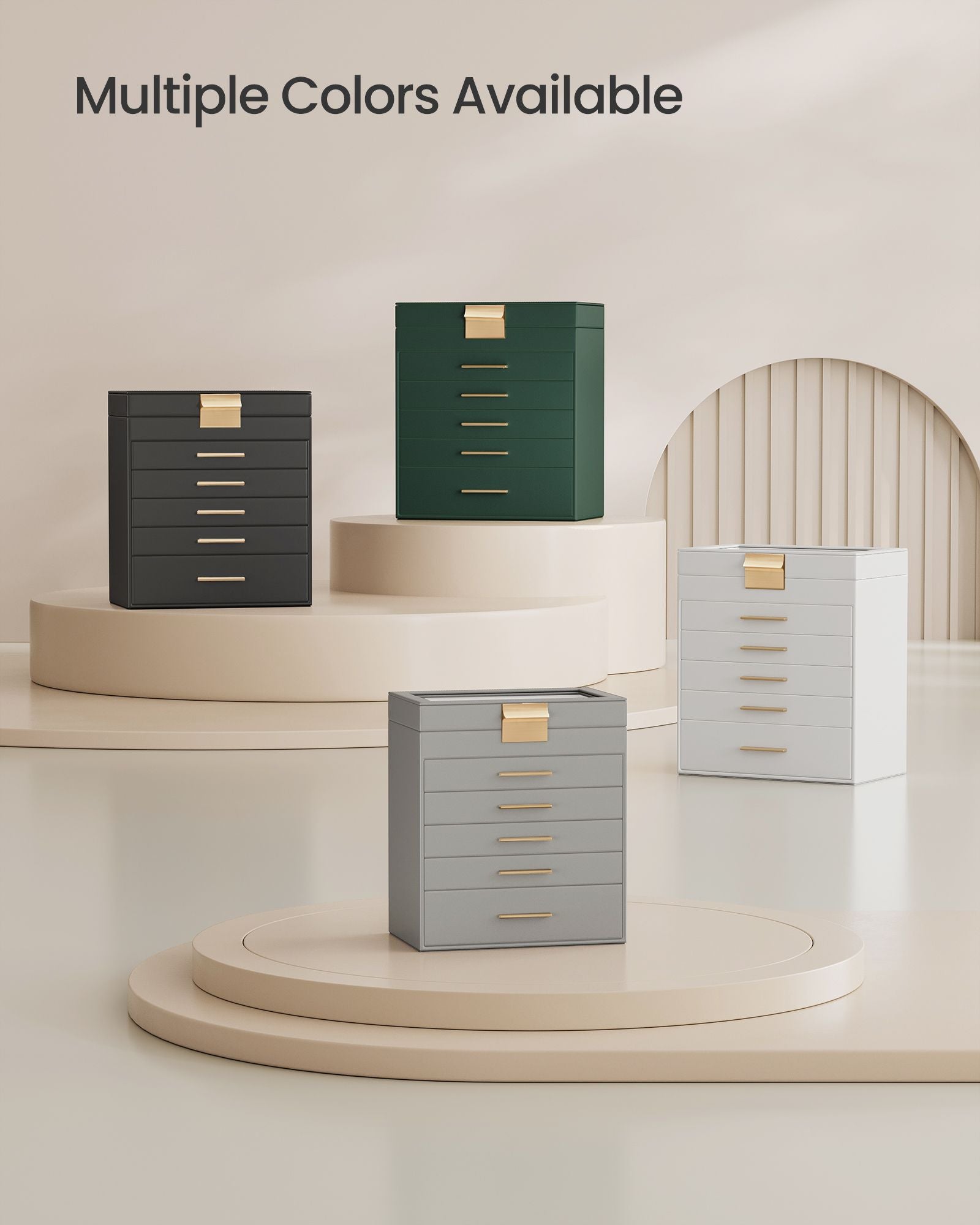 6-Layer Jewelry Box with Glass Lid for Big Jewelry - HWLEXTRA 