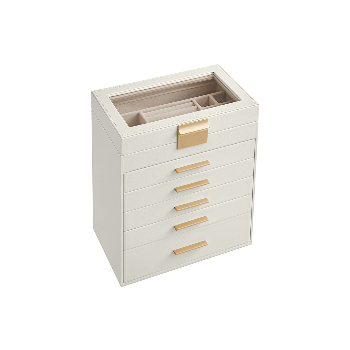6-Layer Jewelry Box with Glass Lid for Big Jewelry - HWLEXTRA 
