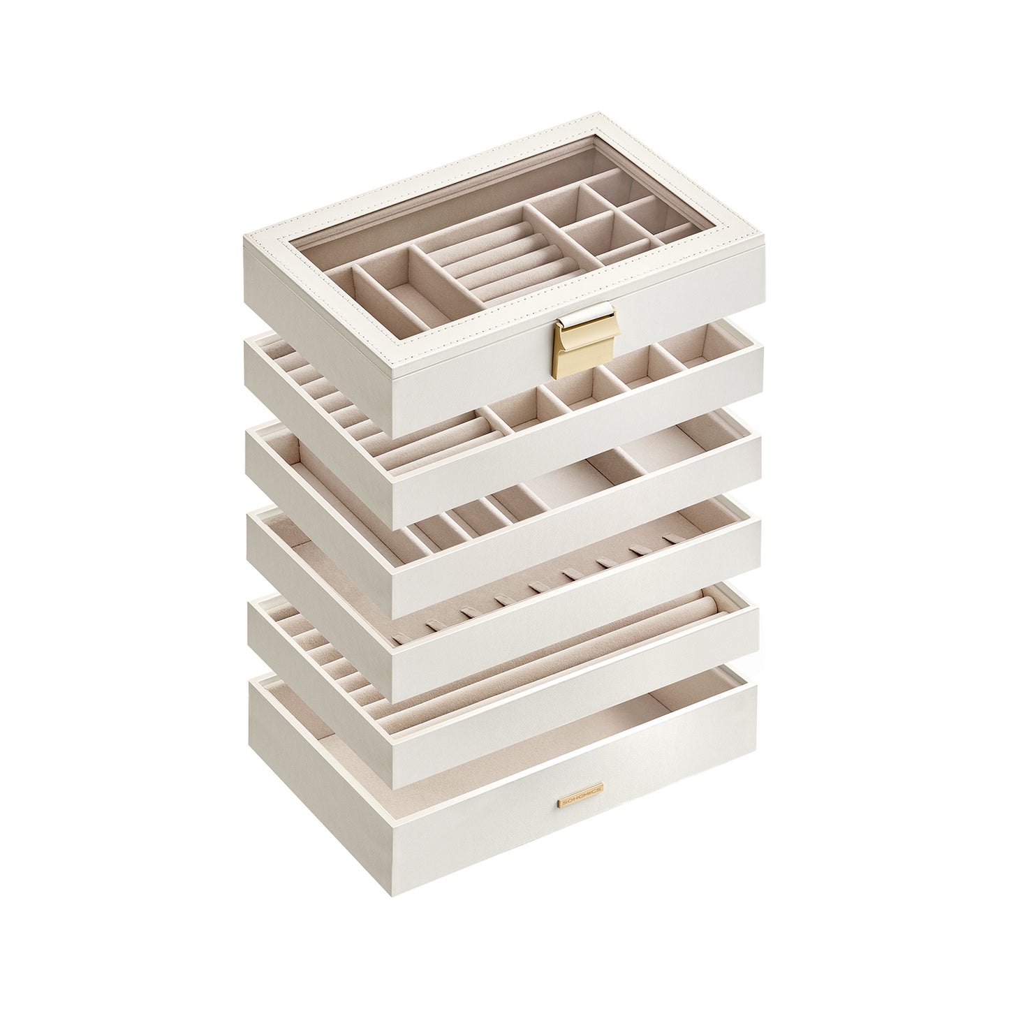 6-Tier Stackable Jewelry Trays with Glass Lid - image 1