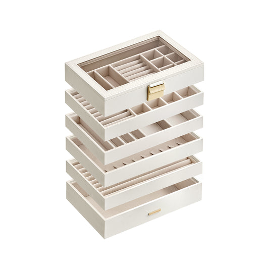 6-Tier Stackable Jewelry Trays with Glass Lid - image 1