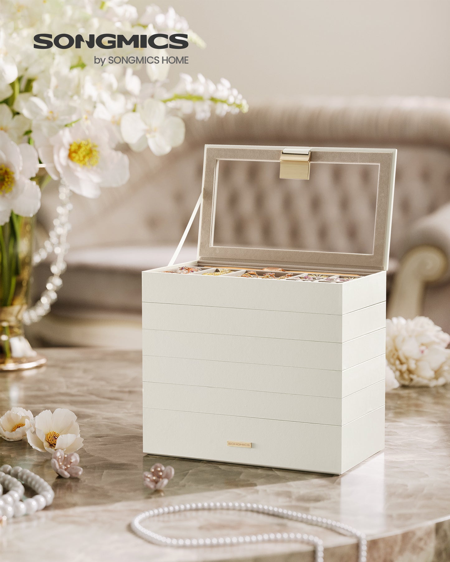 6-Tier Stackable Jewelry Trays with Glass Lid - image 2