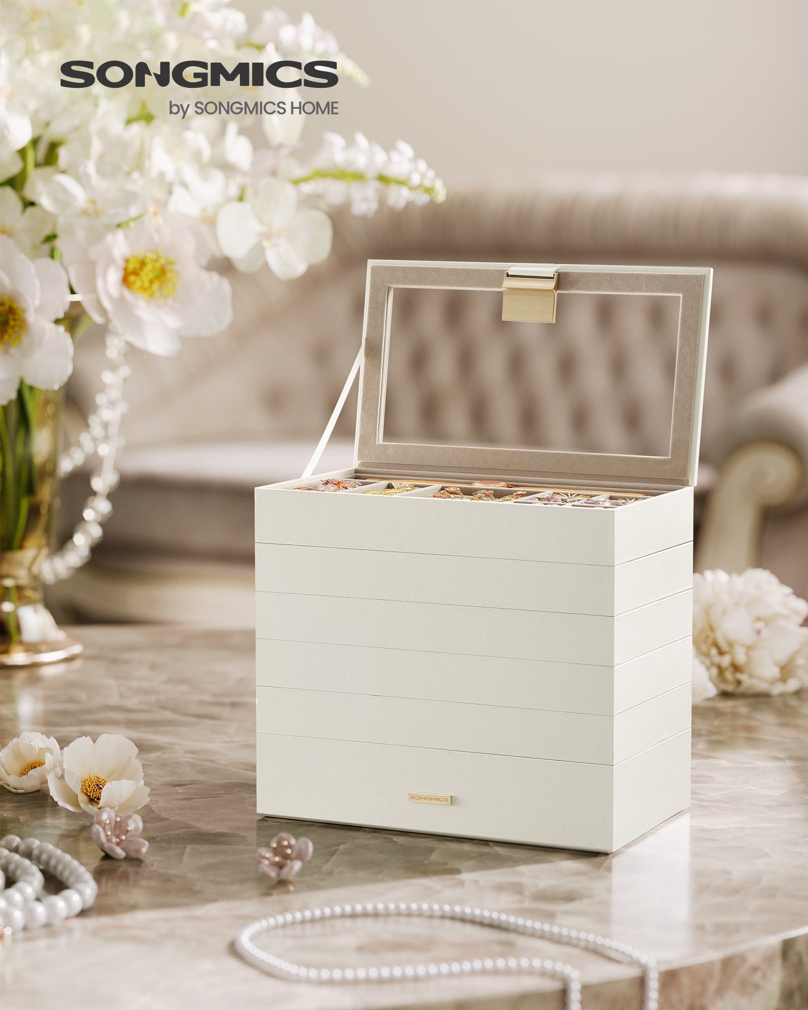 6-Tier Stackable Jewelry Trays with Glass Lid - image 2