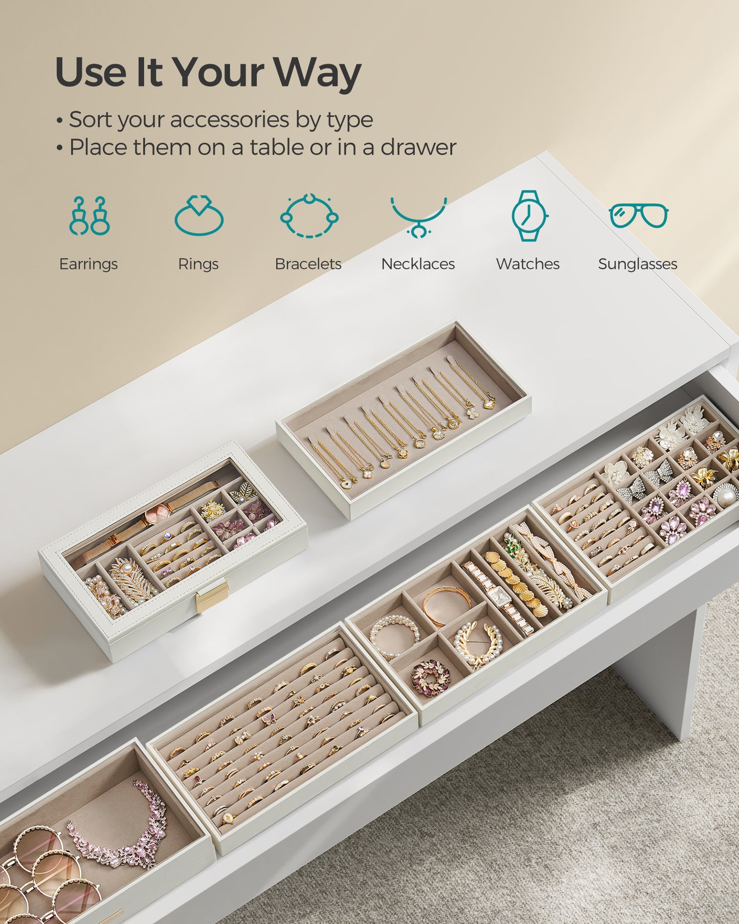 6-Tier Stackable Jewelry Trays with Glass Lid - image 3