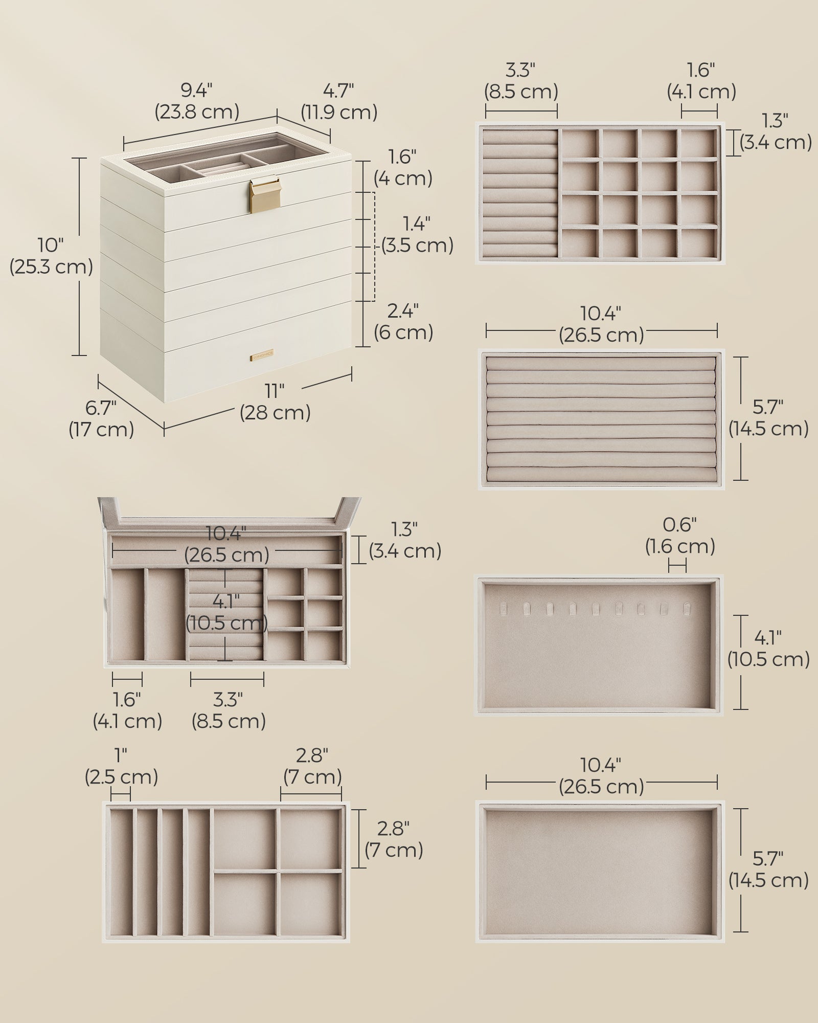 6-Tier Stackable Jewelry Trays with Glass Lid - image 6