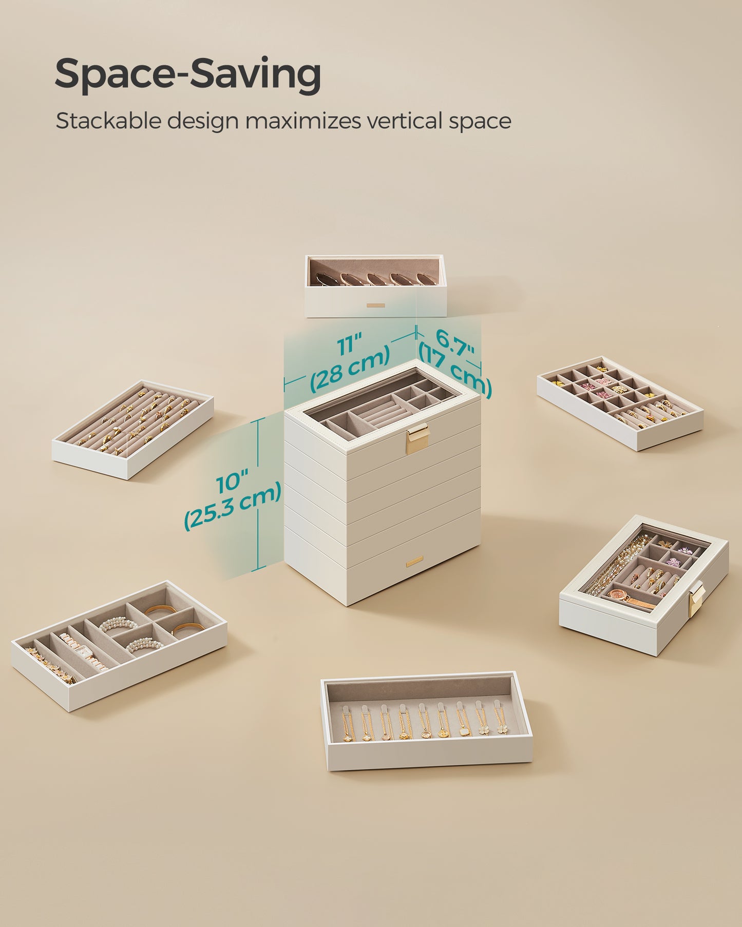 6-Tier Stackable Jewelry Trays with Glass Lid - image 8