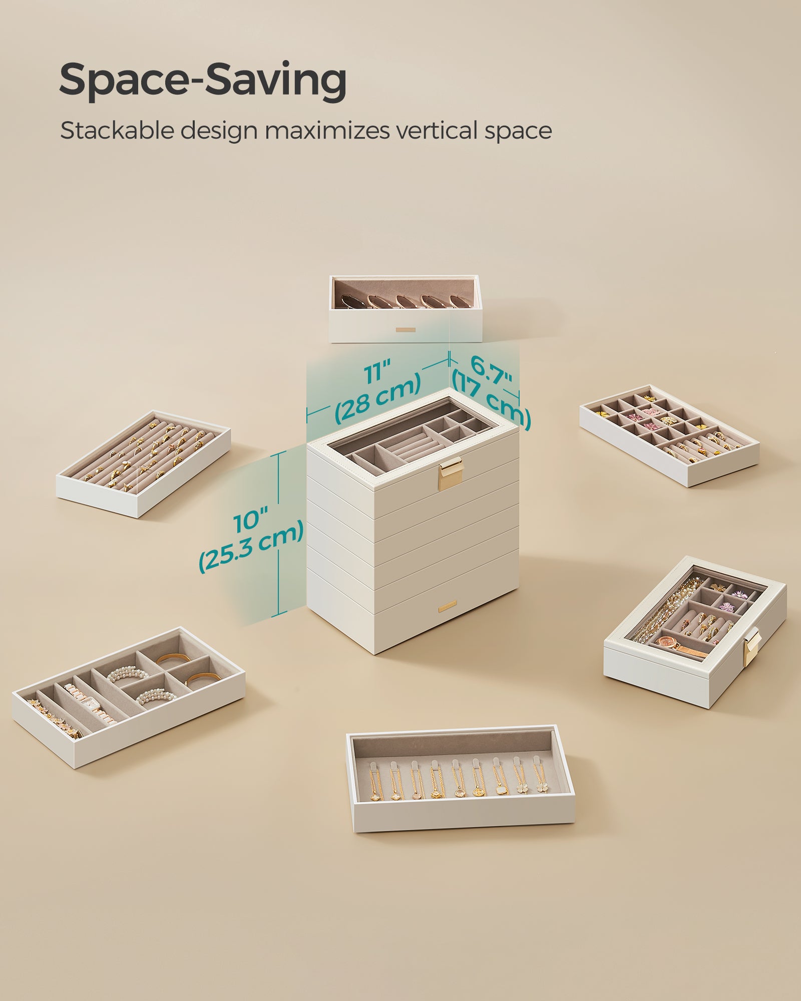 6-Tier Stackable Jewelry Trays with Glass Lid - image 8