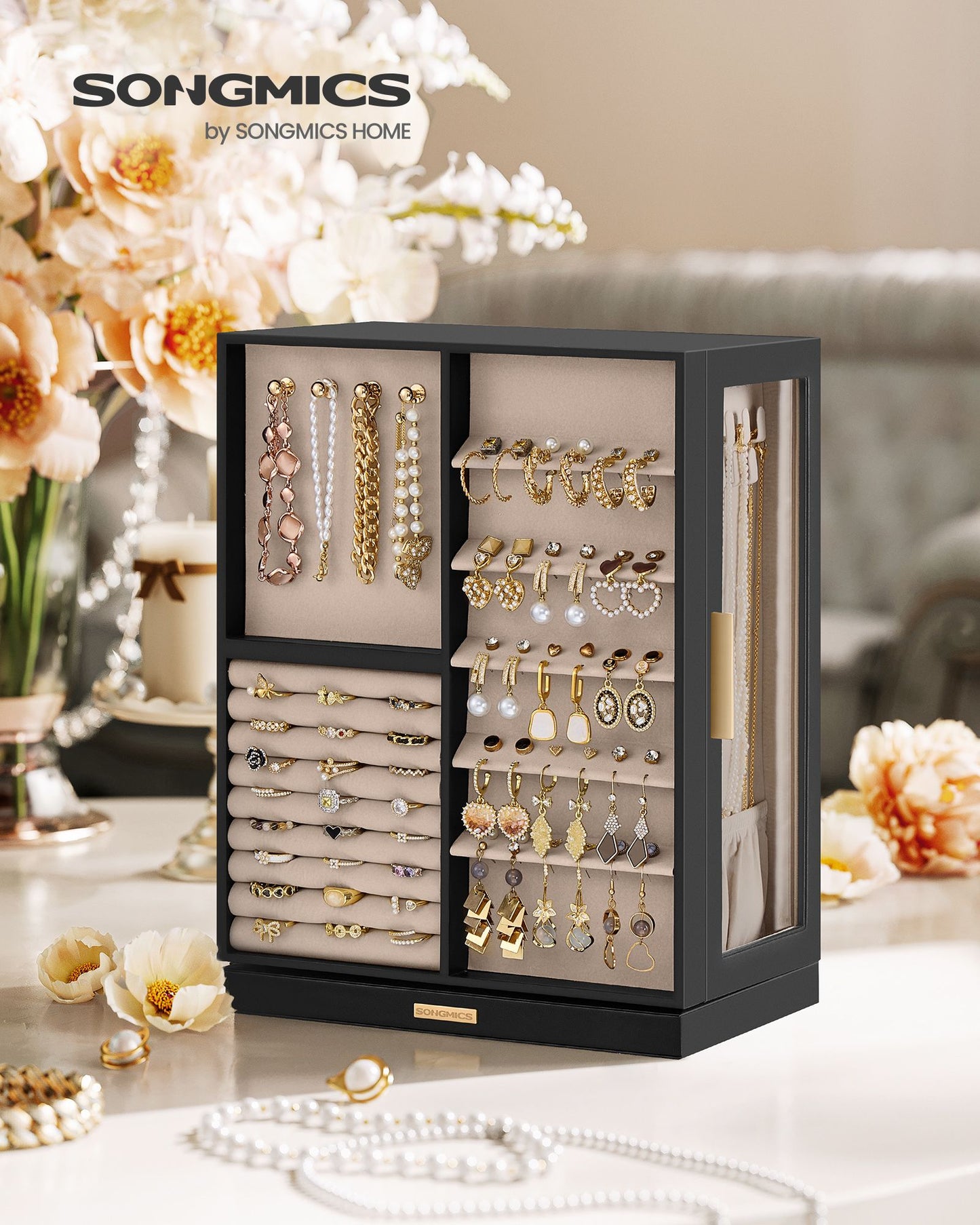 Jewelry Box 360 Rotating with 7 Drawers