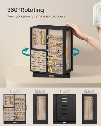 Jewelry Box 360 Rotating with 7 Drawers