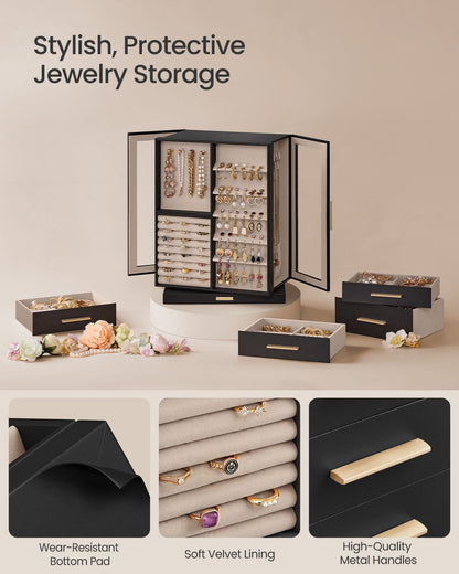 Jewelry Box 360 Rotating with 7 Drawers