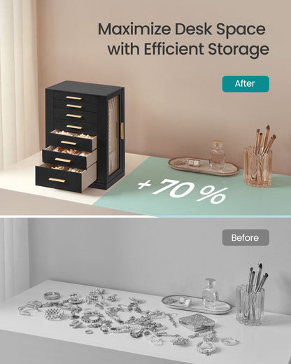 Jewelry Box 360 Rotating with 7 Drawers