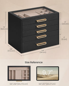 5-Layer Jewelry Box with Glass Window - image 9