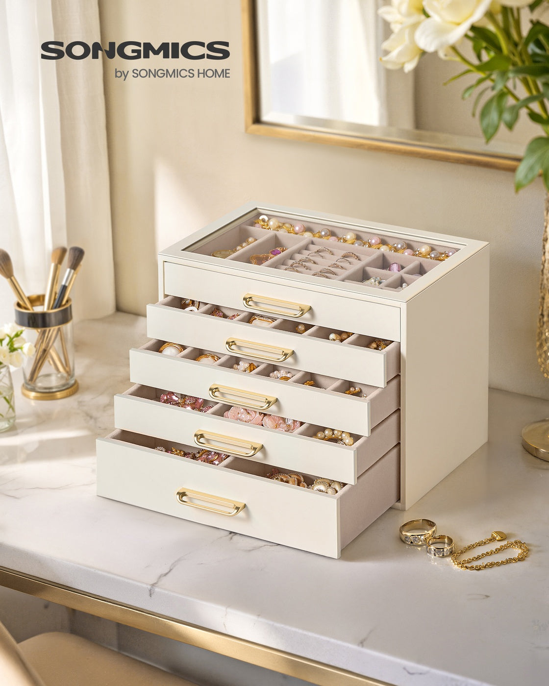 5-Layer Jewelry Box with Glass Window - image 3