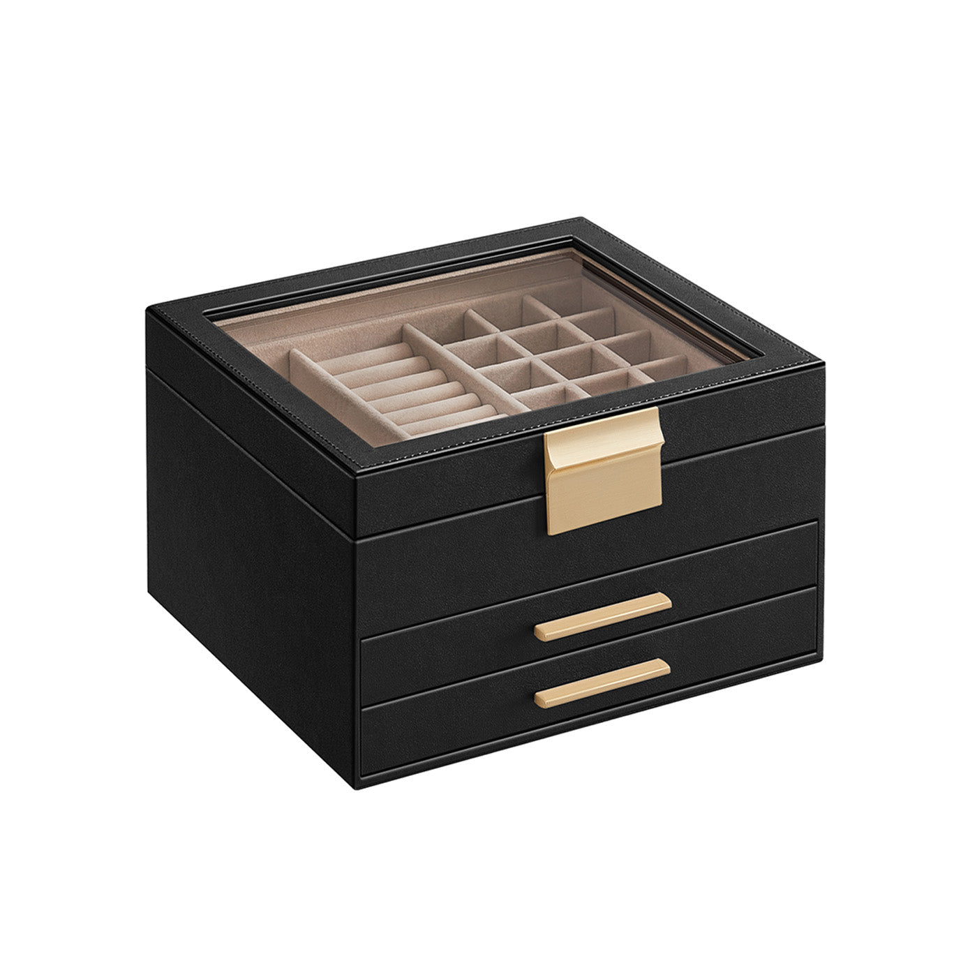 4-Layer Jewellery Box with 3 Drawers Cloud White and Gold - image 18