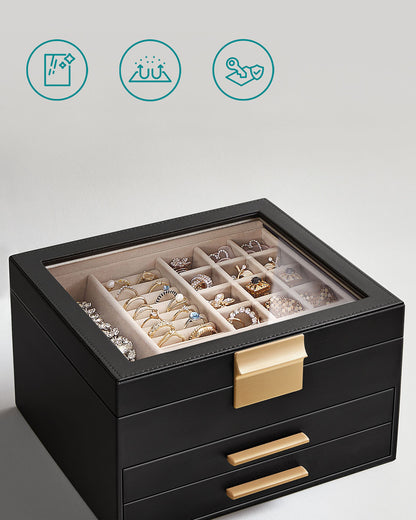 4-Layer Jewellery Box with 3 Drawers Cloud White and Gold - image 22