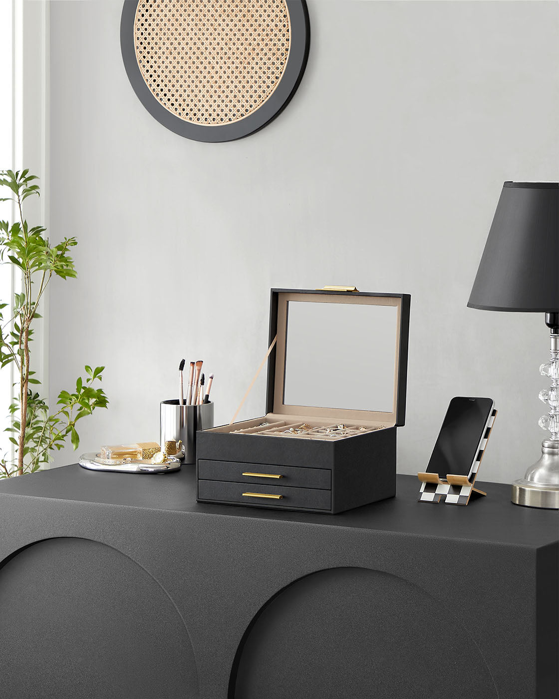 4-Layer Jewellery Box with 3 Drawers Cloud White and Gold - image 25