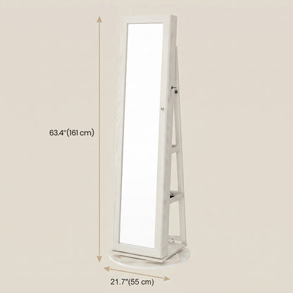 Freestanding Jewellery Organiser, Jewellery Cabinet with Full-Length Mirror, 360° Swivel - image 3