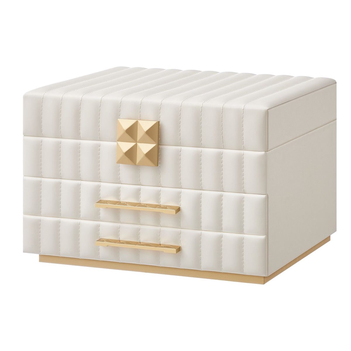 3-Tier Jewellery Box with Mirror, Jewellery Organiser with 2 Drawers, PU Surface with Stitching