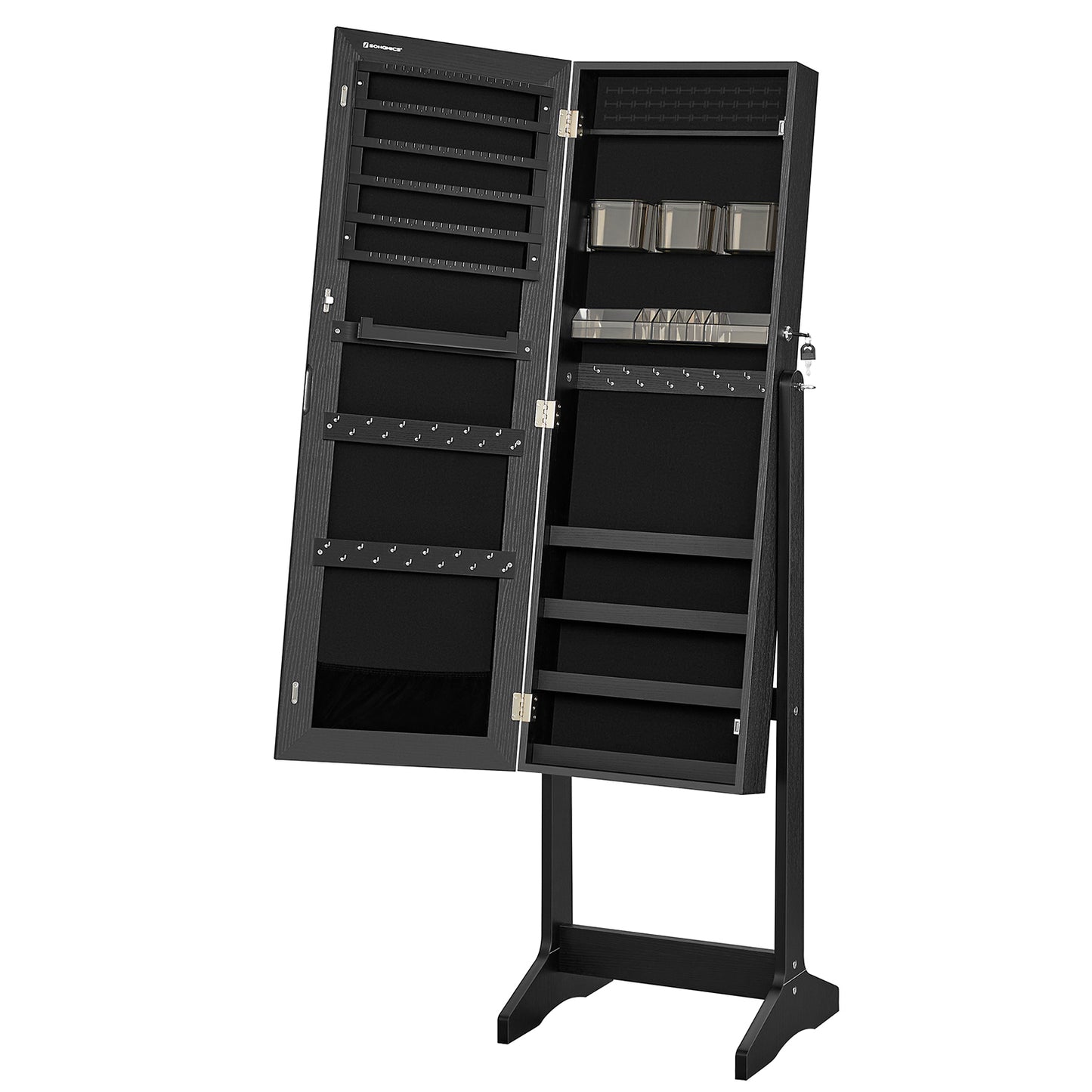 Freestanding Jewelry Cabinet Armoire with Mirror