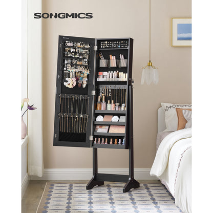 Freestanding Jewelry Cabinet Armoire with Mirror