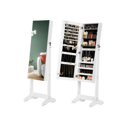 White Freestanding Jewelry Cabinet Armoire with Mirror - image 3