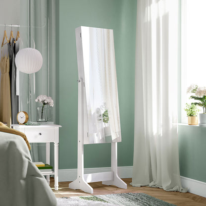 White Freestanding Jewelry Cabinet Armoire with Mirror - image 4