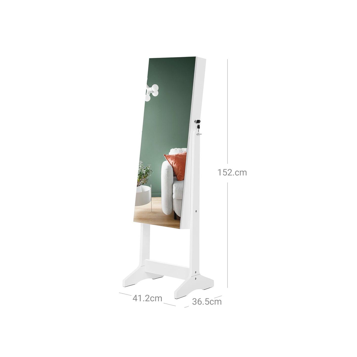 White Freestanding Jewelry Cabinet Armoire with Mirror - image 8