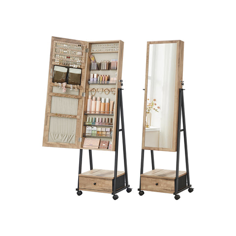 Lockable Jewelry Organizer with High Full-Length Mirror