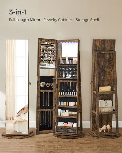 61-Inch Jewelry Cabinet with Lights - HWLEXTRA 