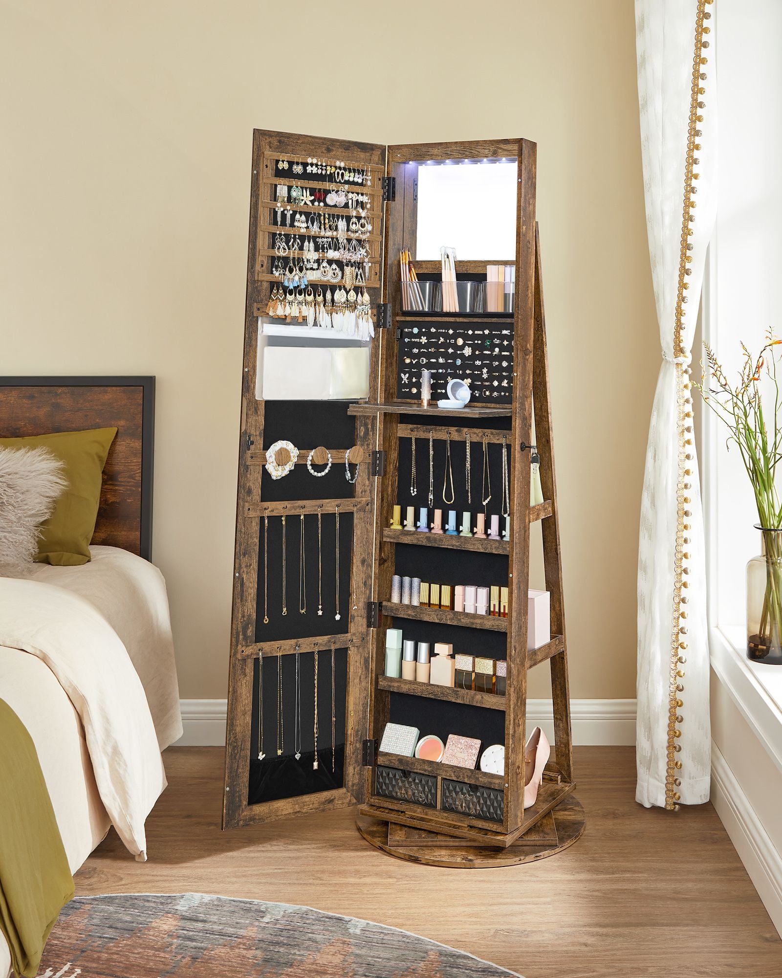61-Inch Jewelry Cabinet with Lights - HWLEXTRA 