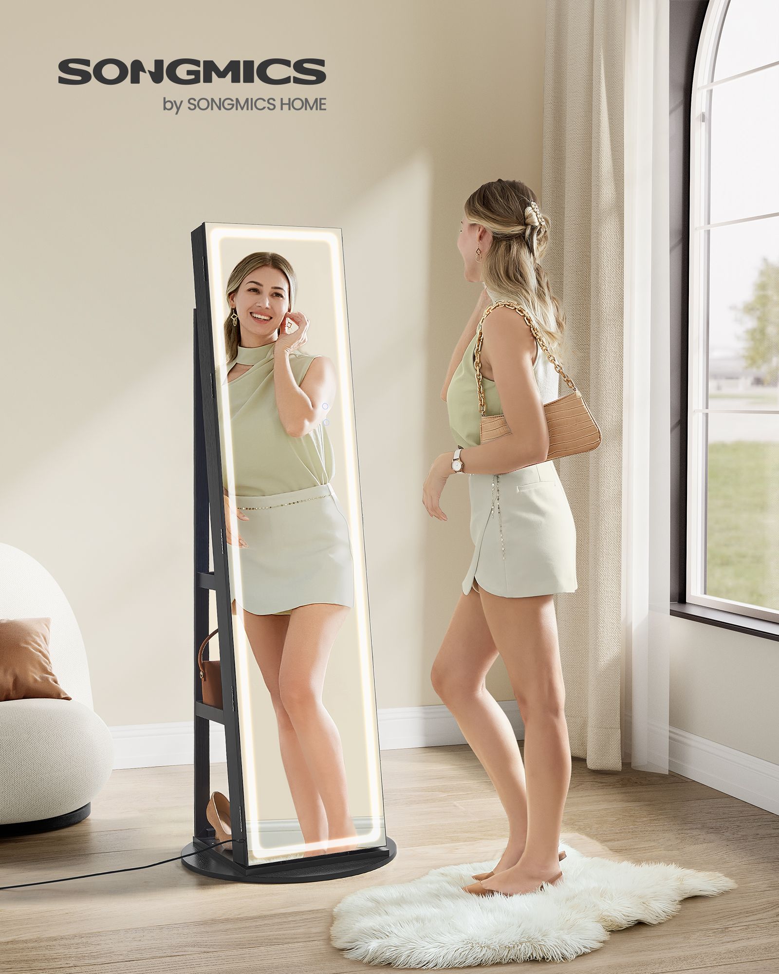 LED Mirror Jewelry Cabinet Standing - HWLEXTRA 