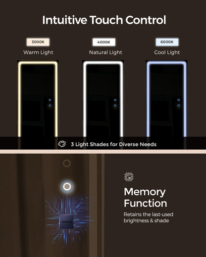 LED Mirror Jewelry Cabinet Standing - HWLEXTRA 