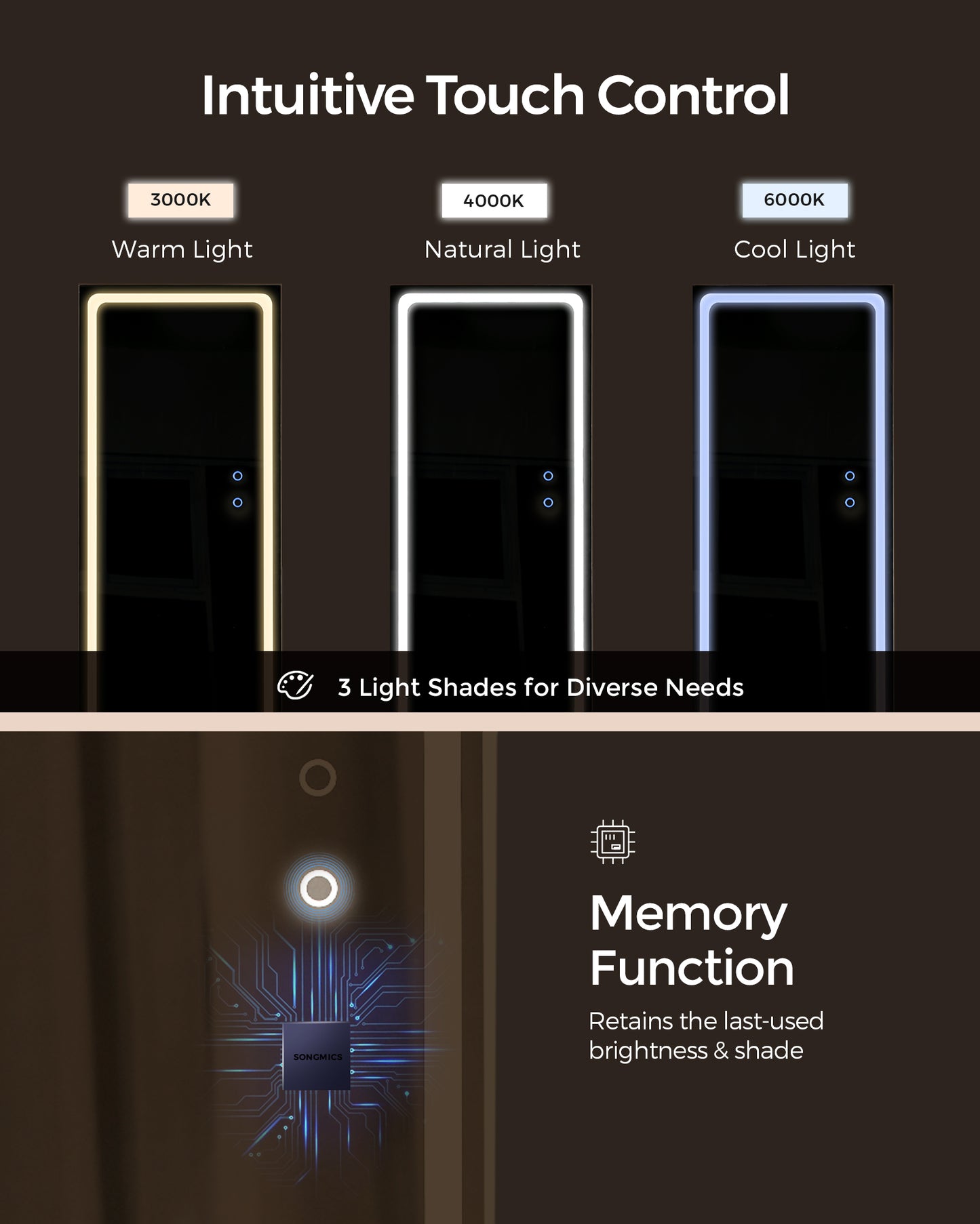 LED Mirror Jewelry Cabinet Standing - HWLEXTRA 