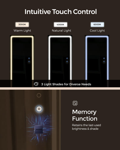 LED Mirror Jewelry Cabinet Standing - HWLEXTRA 