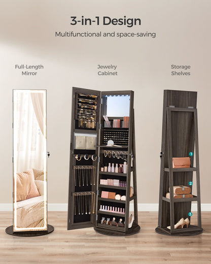 LED Mirror Jewelry Cabinet Standing - HWLEXTRA 