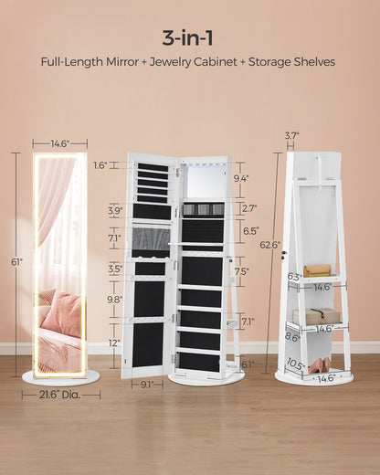 LED Mirror Jewelry Cabinet Standing - HWLEXTRA 