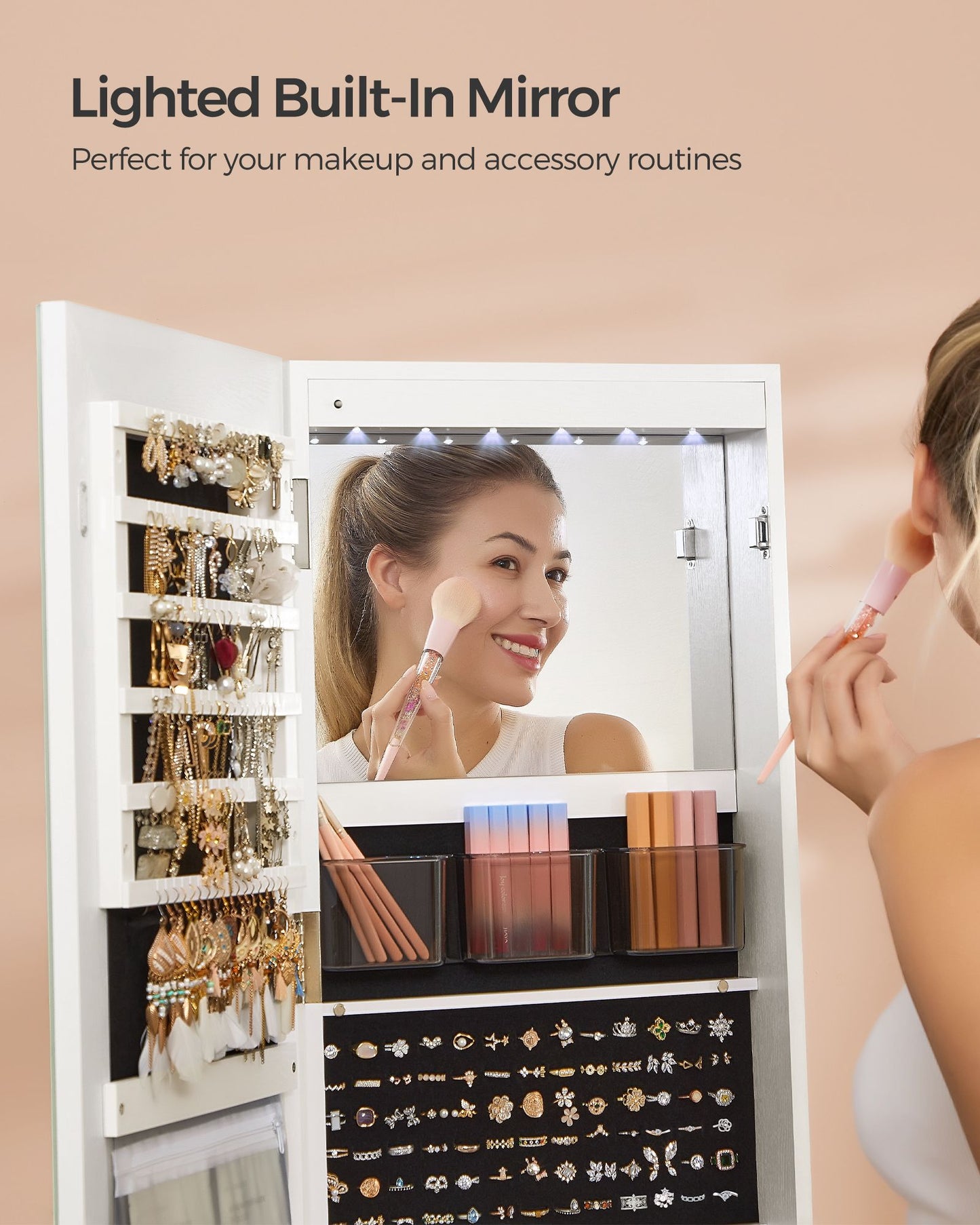 LED Mirror Jewelry Cabinet Standing - HWLEXTRA 