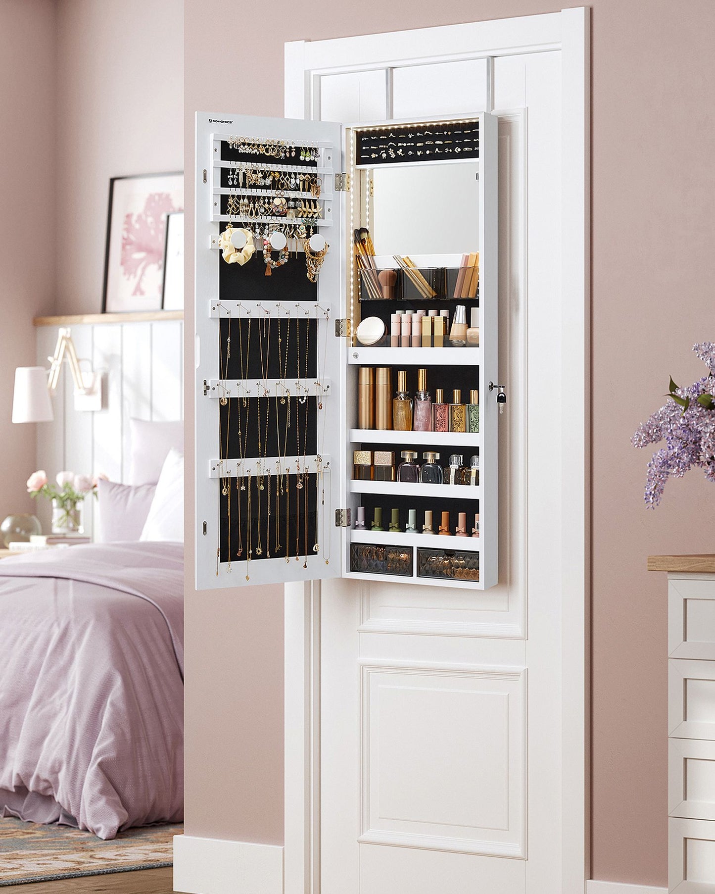 Wall Mounted Jewellery Cabinet Organizer with LED Lights - image 3