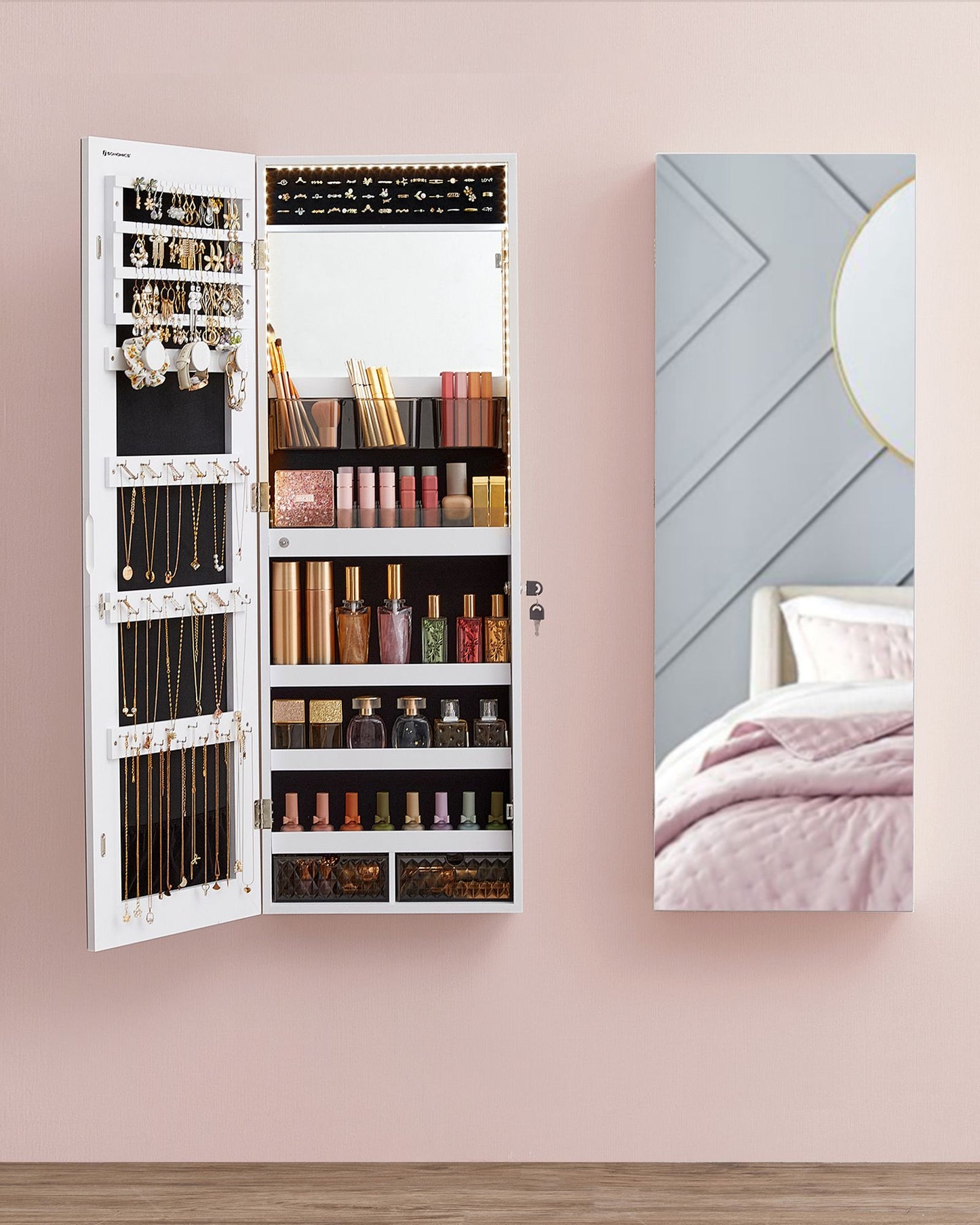 Wall Mounted Jewellery Cabinet Organizer with LED Lights - image 5