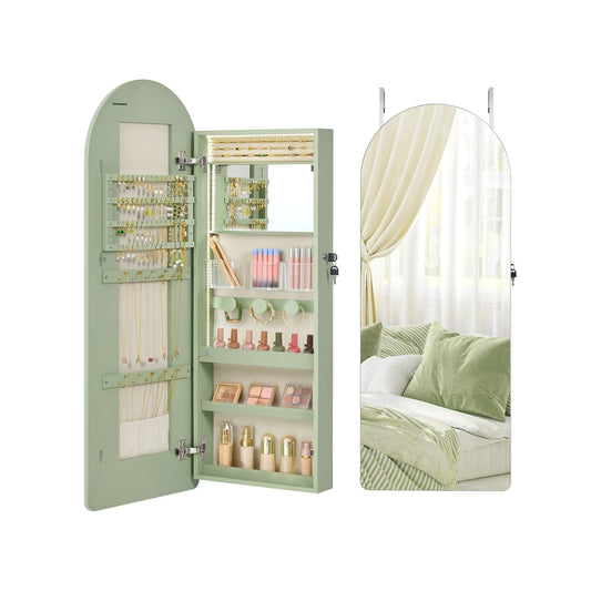 Wide LED Jewelry Cabinet Wall/Door Mounted