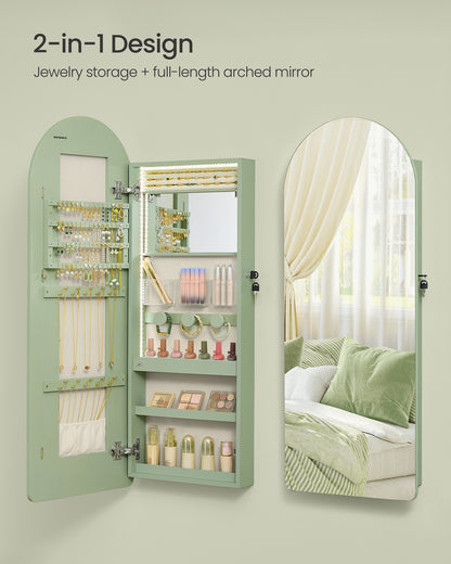 Wide LED Jewelry Cabinet Wall/Door Mounted