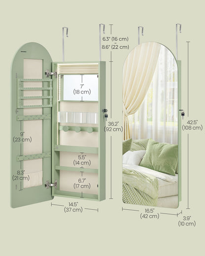 Wide LED Jewelry Cabinet Wall/Door Mounted
