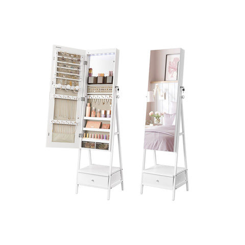 LED Mirror Jewelry Cabinet Standing with Full-Length Mirror