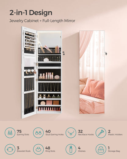 55 Inches Tall Spacious Jewelry Cabinet